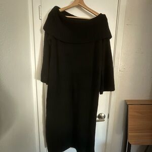 Eloquii Black Cowl Neck off the shoulder Sweater Dress